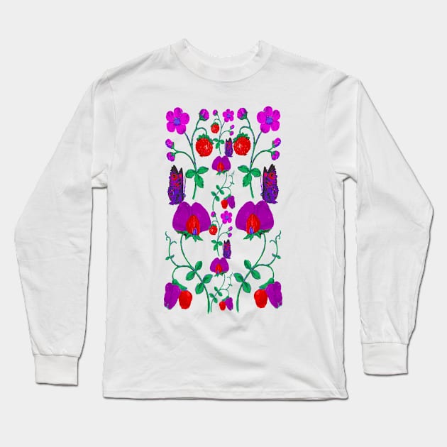 Flowers and butterflies Long Sleeve T-Shirt by SanjStudio